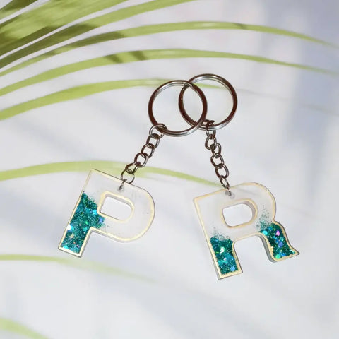 Buy Resin Couple Keychains Glitter Golden Alphabet –