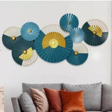 Premium Blue Metal Wall Art - Creative Lotus Leaf Design (48×24 Inches)