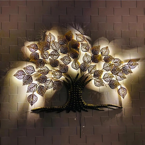 Buy Metallic Golden leaves Tree with LED Lights Online (50