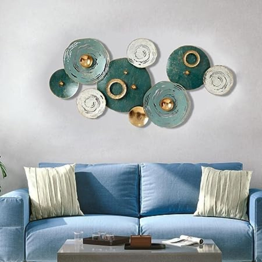 Royal Green Rings Abstract Metal Wall Art (48×24 Inches)