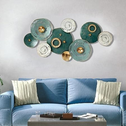 Royal Green Rings Abstract Metal Wall Art (48×24 Inches)