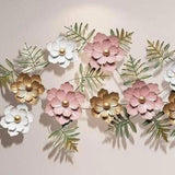 Luxury Pink & White 3D Floral Metal Wall Art (48×24 Inches)