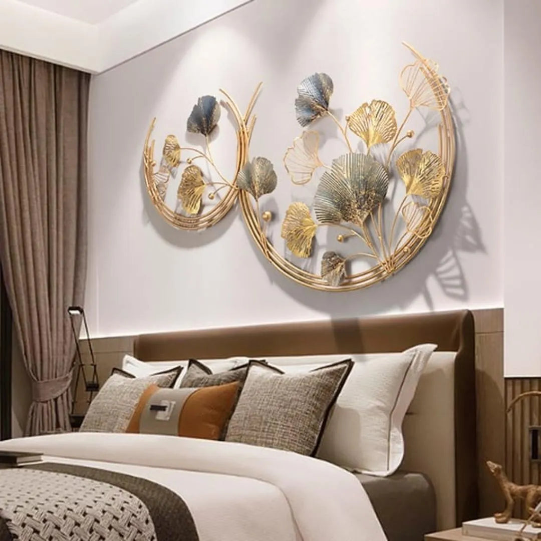 Big Ginkgo Leaf Design Wall Art for Bedroom Decor