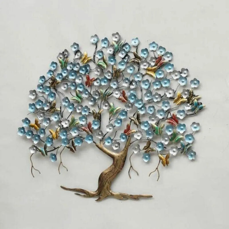 Multi Shades Butterfly Tree Metal Wall Art with LED Lights (44"×37")