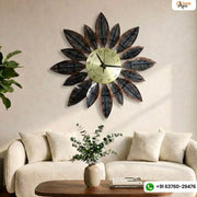 Glamorous Metallic Floral Wall Clock