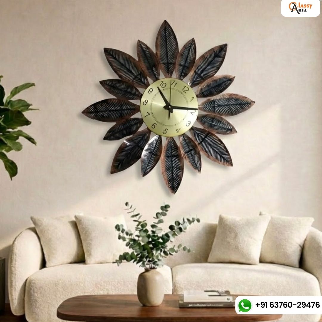 Glamorous Metallic Floral Wall Clock