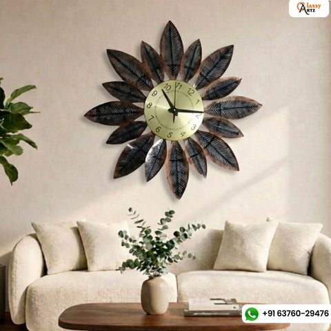 Glamorous Metallic Floral Wall Clock