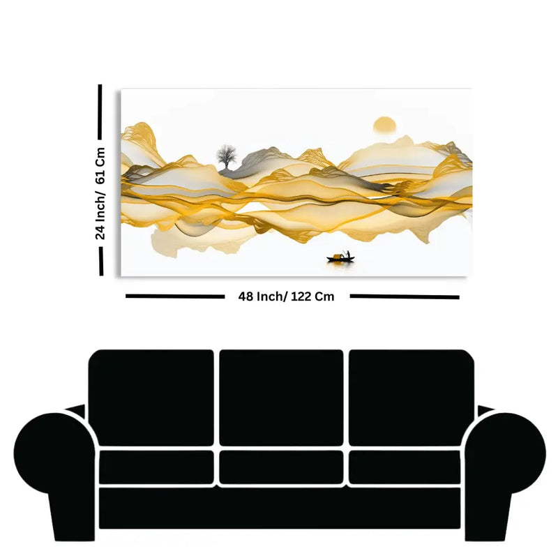 Golden Abstract Art Canvas Wall Painting for home decor
