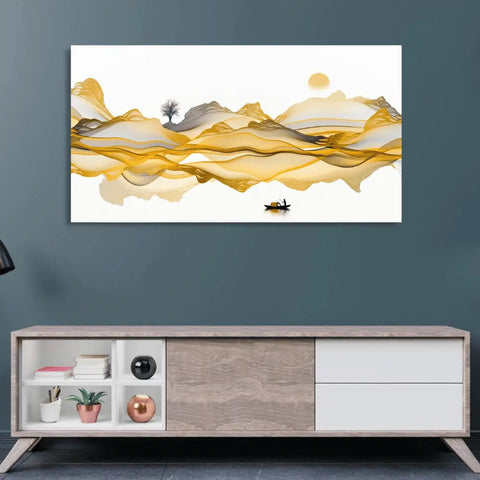 Golden Abstract Art Canvas Wall Painting