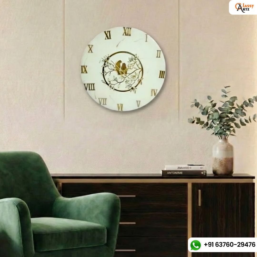 Golden Bird Resin Wall Clock For Corporates & Companies