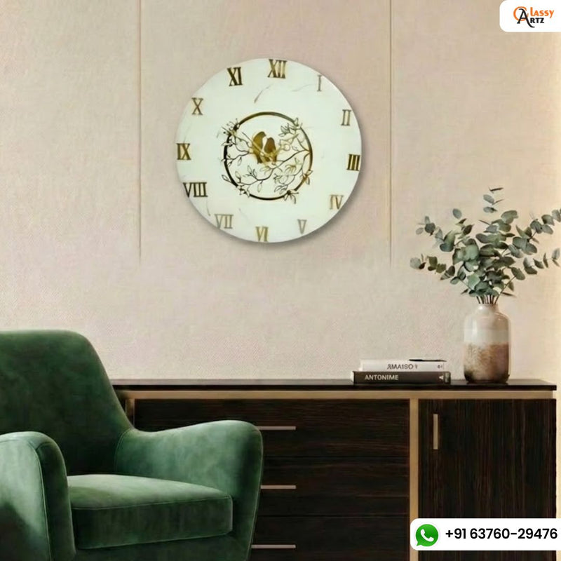 Golden Bird Resin Wall Clock For Corporates & Companies