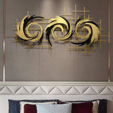 Golden 3D Swirl Metal Wall Art (60×30 inches)