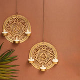 Golden Metallic Finish Wall Light Holder (7 Inches)