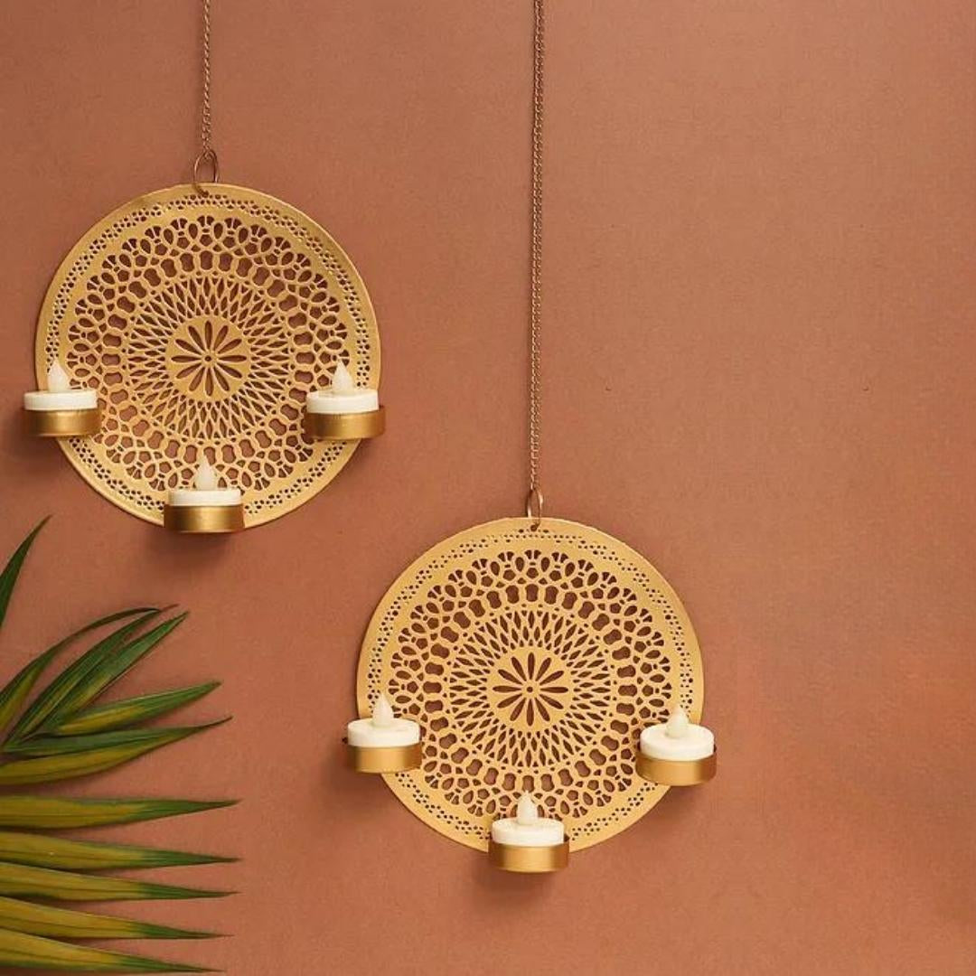 Golden Metallic Finish Wall Light Holder (7 Inches)
