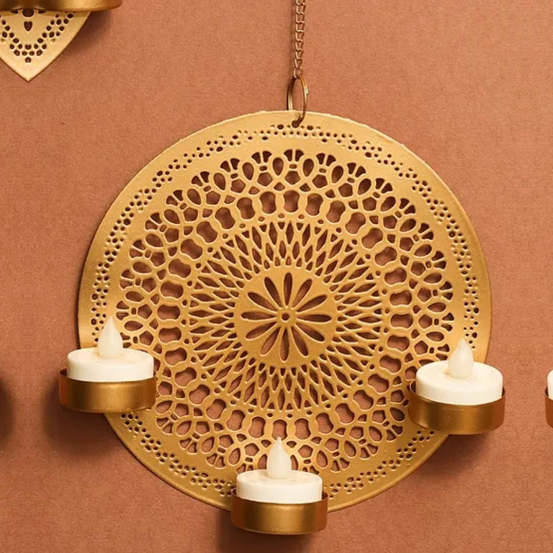 Golden Metallic Finish Wall Light Holder (7 Inches)