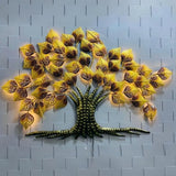 Metallic Golden Leaves Tree Wall Art with LED Lights (50"×36")