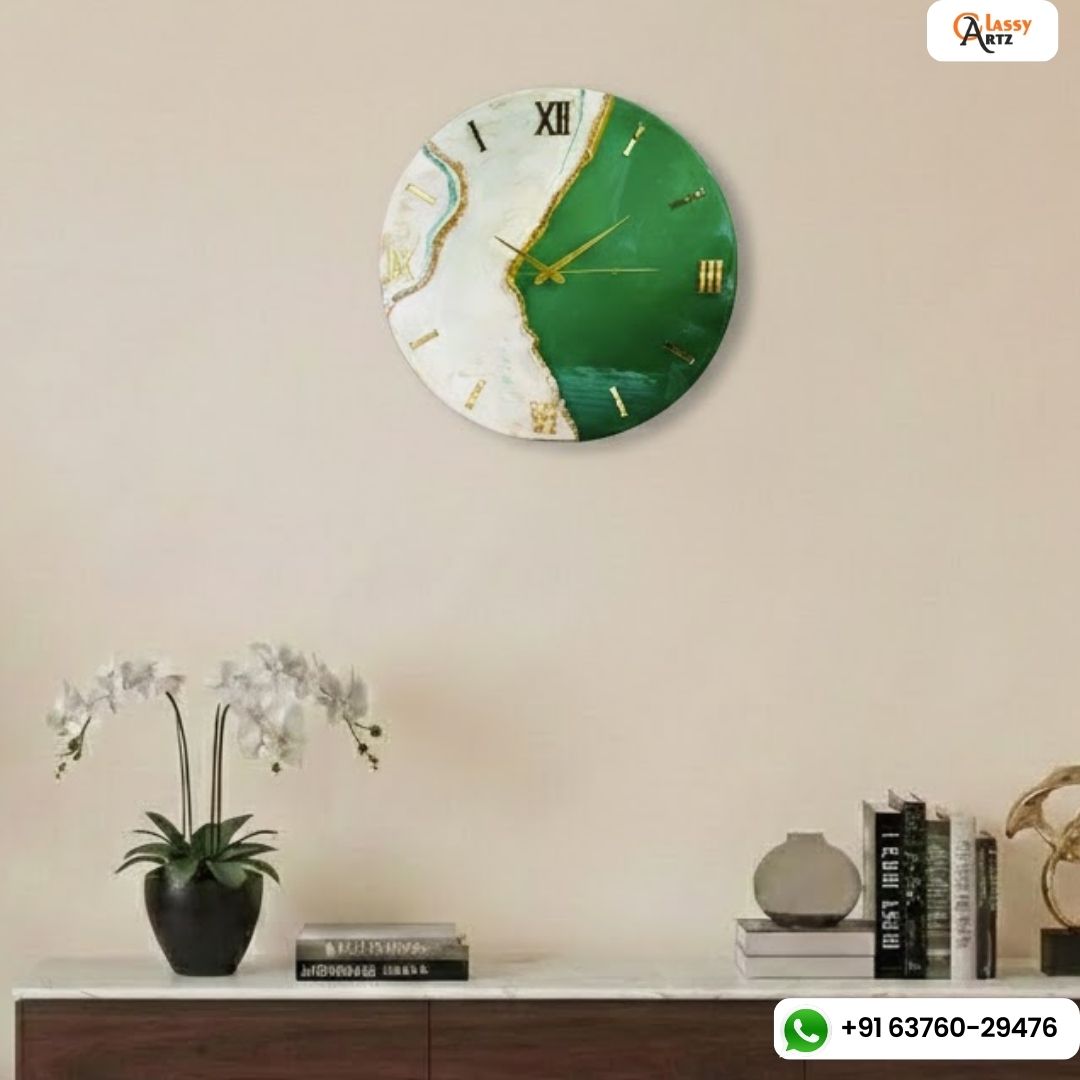 Green Resin Wall Clock For Gifting