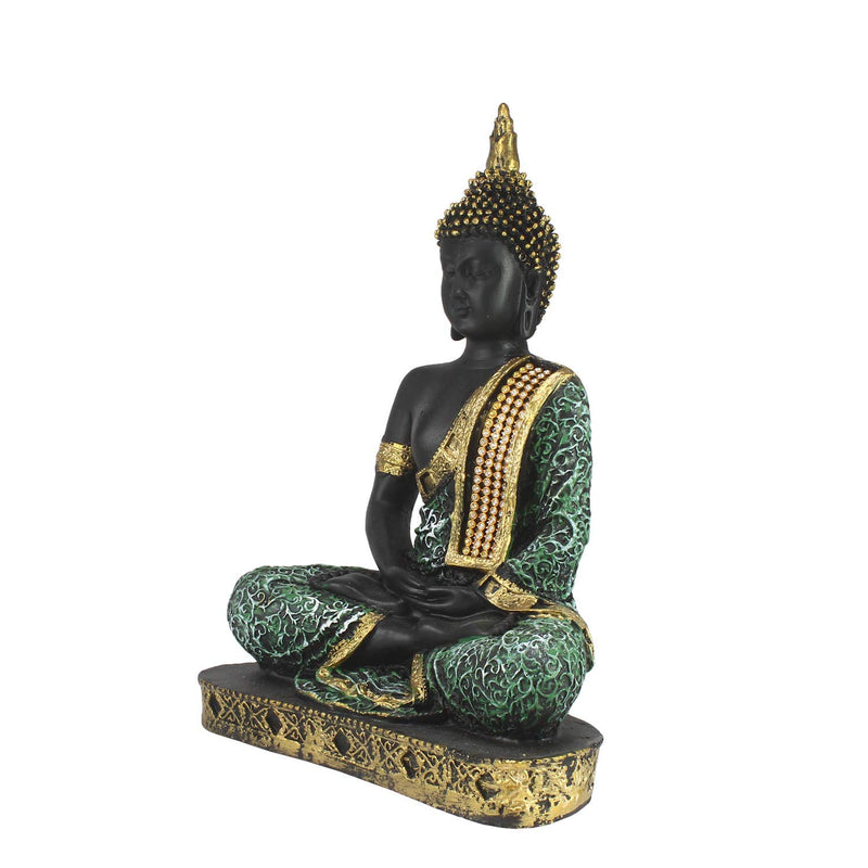 Green Buddha Resin Statue Meditating, Spiritual Gift Buddha, Home and Office Decor Decorative Showpiece