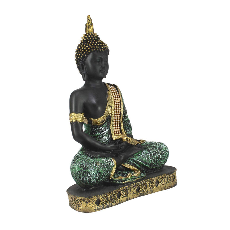Green Buddha Resin Statue Meditating, Spiritual Gift Buddha, Home and Office Decor Decorative Showpiece