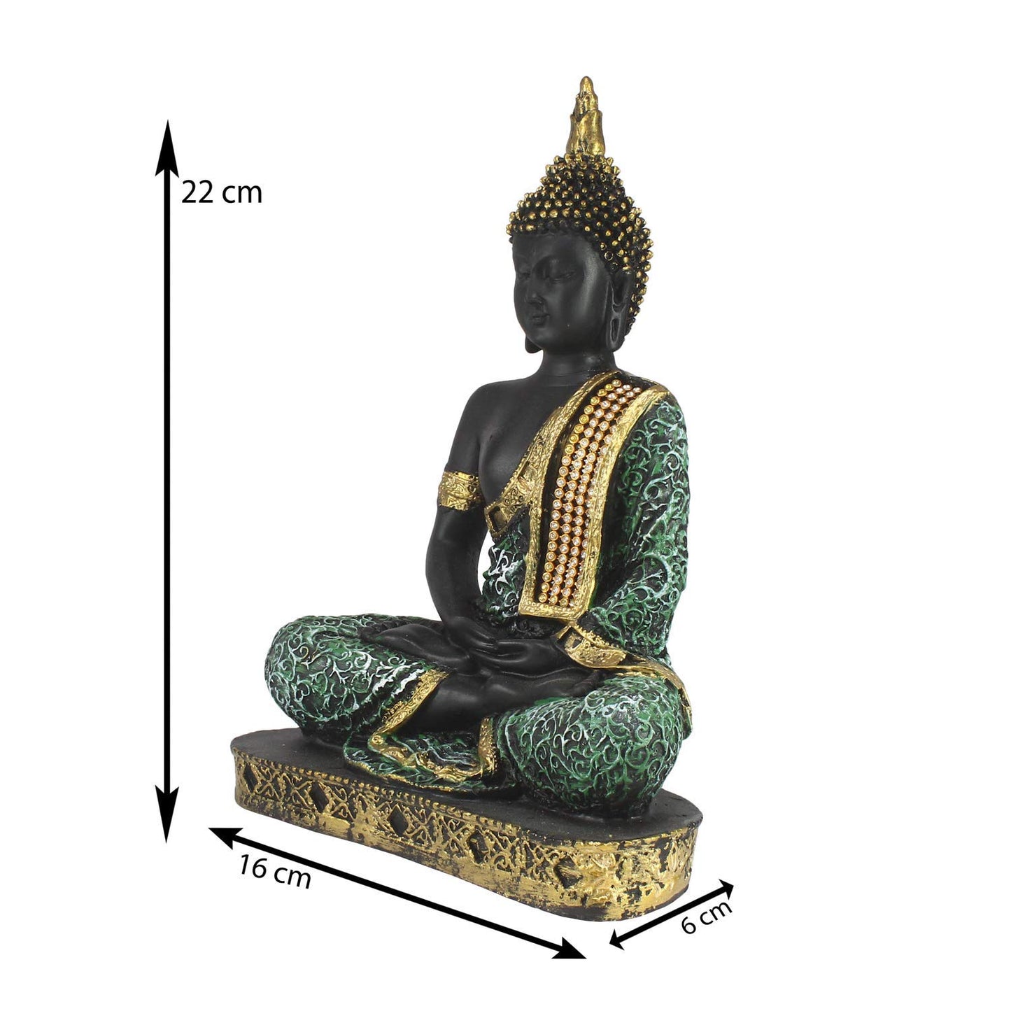 Green Buddha Resin Statue Meditating, Spiritual Gift Buddha, Home and Office Decor Decorative Showpiece