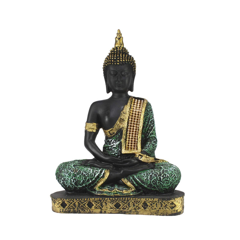 Green Buddha Resin Statue Meditating, Spiritual Gift Buddha, Home and Office Decor Decorative Showpiece