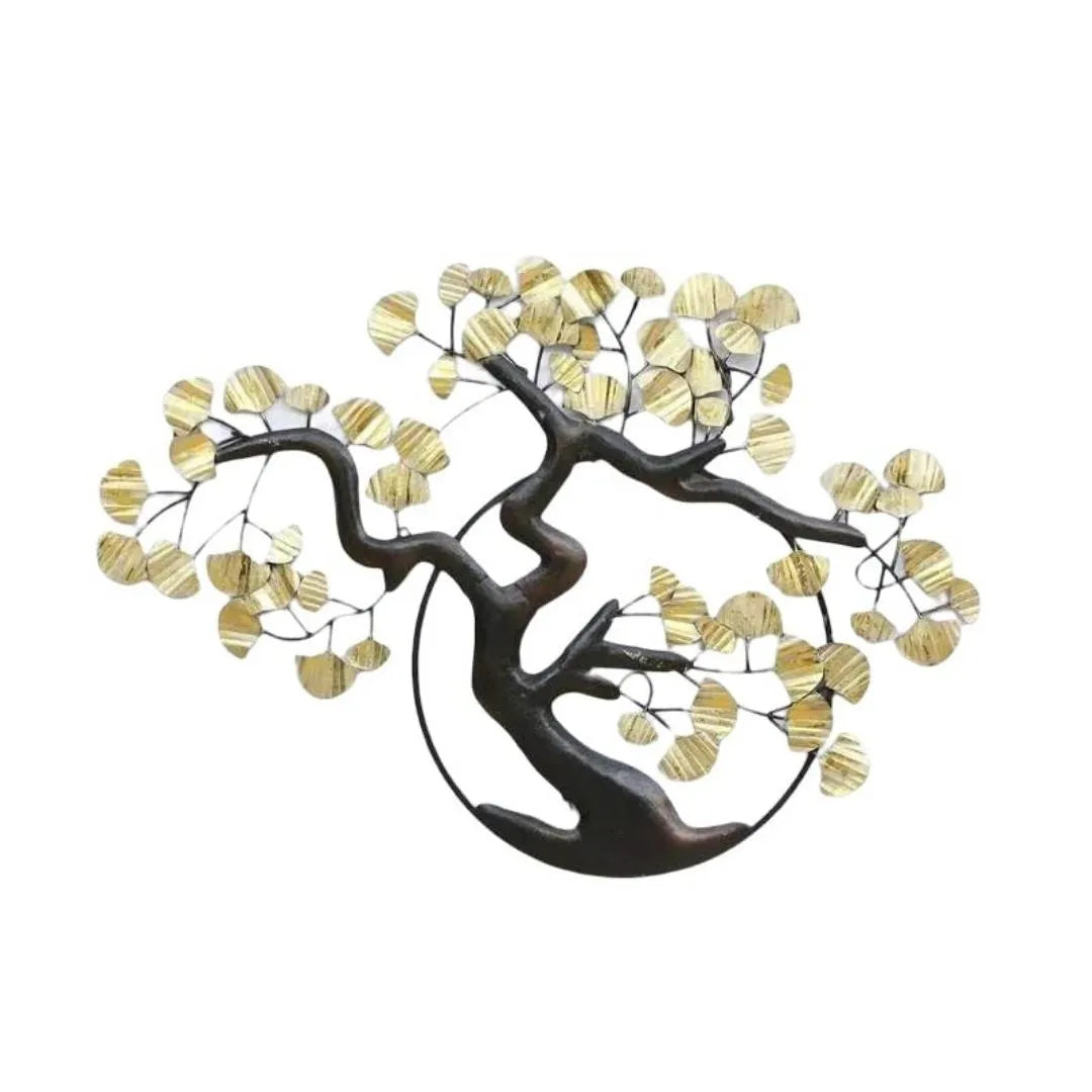 Golden Bonsai Tree Metal Wall Art with LED Lights