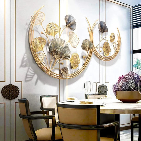 Big Ginkgo Leaf Design Wall Art for Bedroom Decor