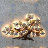Metal Iron Bird Nest Tree Wall Art with LED Lights