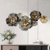 Giant Golden Flowers Metal Wall Hanging