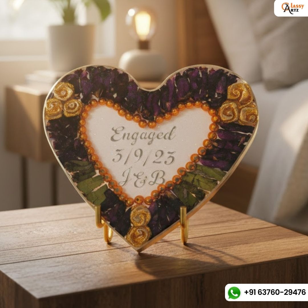 Heart-Shaped Resin Varmala Preservation Frame