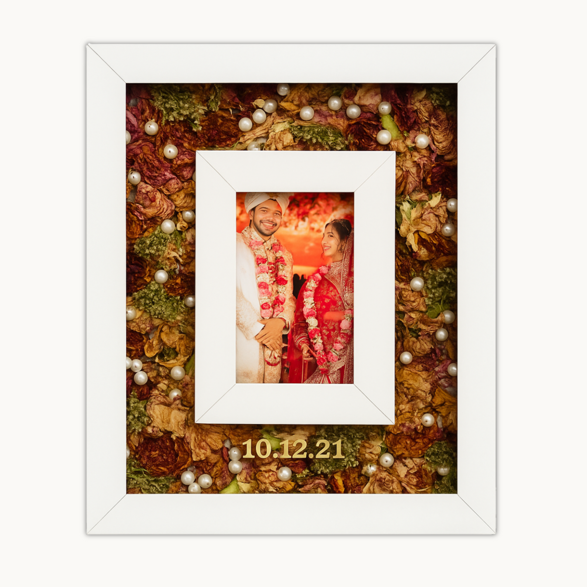 Wedding Flowers Preserved Teakwood Frame (12 by 15 Inches)