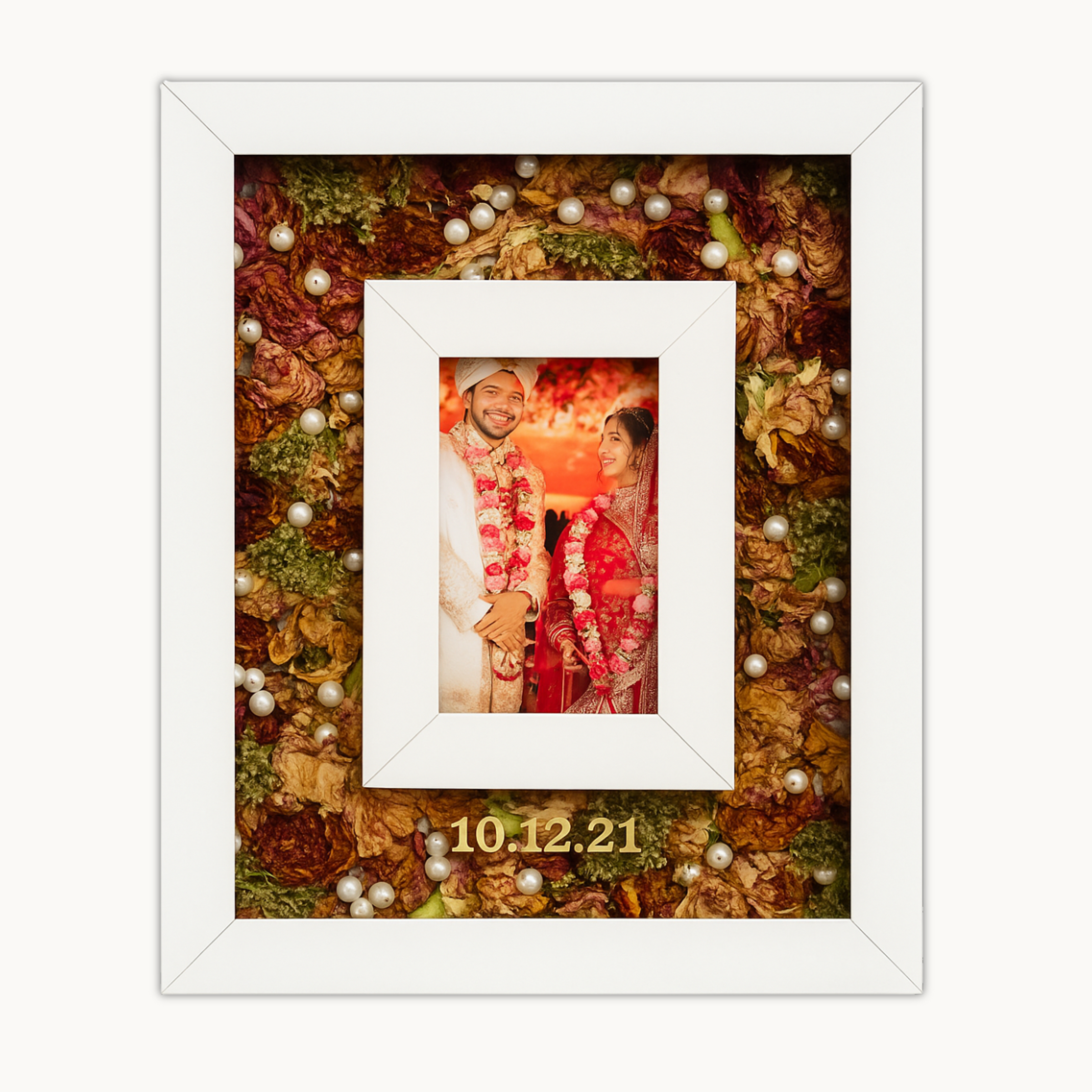 Wedding Flowers Preserved Teakwood Frame (12 by 15 Inches)