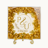 Resin 8 inch 3block with Round curve shape Keychain with Pandent with Name initial logo Varmala Preservation