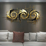 Golden 3D Swirl Metal Wall Art (60×30 inches)