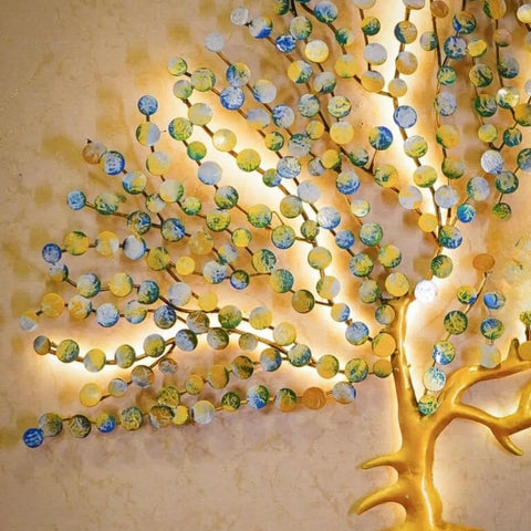 Designer Metal Coin Tree Wall Art with LED Lights (48×48 Inches)