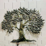 Dark Green Tree Metal Wall Art with LED (38×31 Inches)