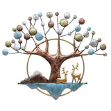 Illuminated Metal Tree & Deer Wall Art (42×36 Inches)