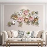 Luxury Pink & White 3D Floral Metal Wall Art (48×24 Inches)