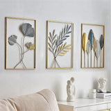 Elegant 3-Piece Metal Leaf Wall Art