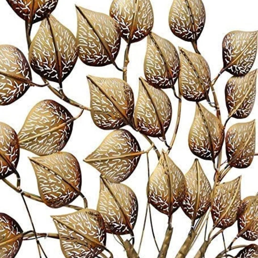 Metallic Golden Leaves Tree Wall Art with LED Lights (50"×36")