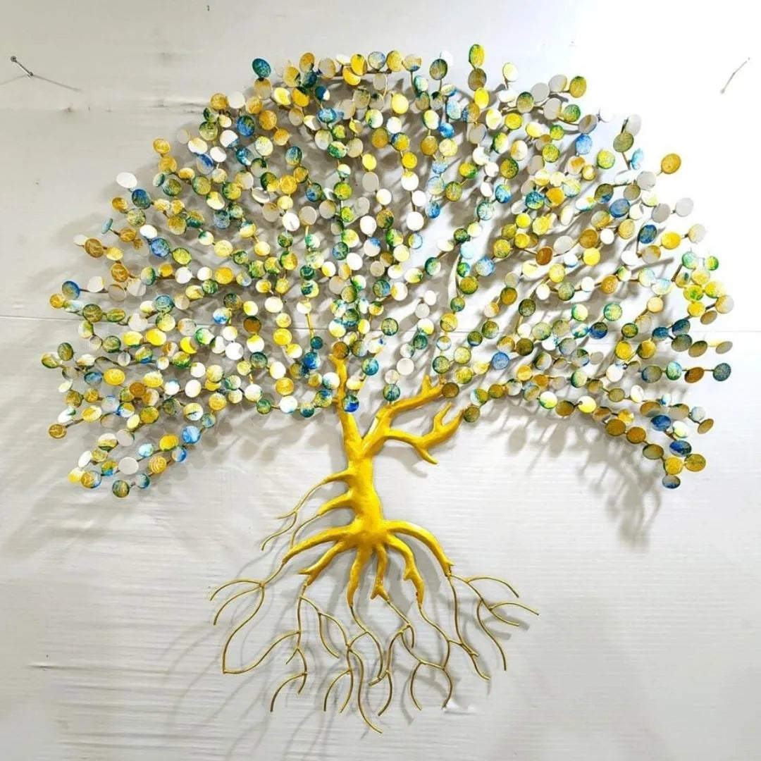 Designer Metal Coin Tree Wall Art with LED Lights (48×48 Inches)