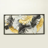 Celestial Metal Feather Frame Wall Art: Multicolor Feather Background Decor (53×26 Inches)