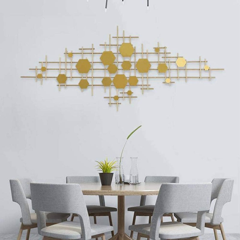 Golden Geometric Metal Wall Art (48×24 Inches)