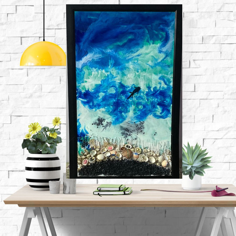 Resin Ocean Wooden Frame For Wall Decor, Home Decor, Office Decor