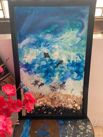 Resin Ocean Wooden Frame For Wall Decor