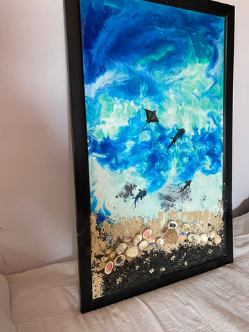 Resin Ocean Wooden Frame For Wall Decor