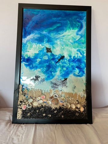 Resin Ocean Wooden Frame For Wall Decor