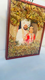 Teakwood Varmala Preservation Frame with Photo (12 by 16 inch)