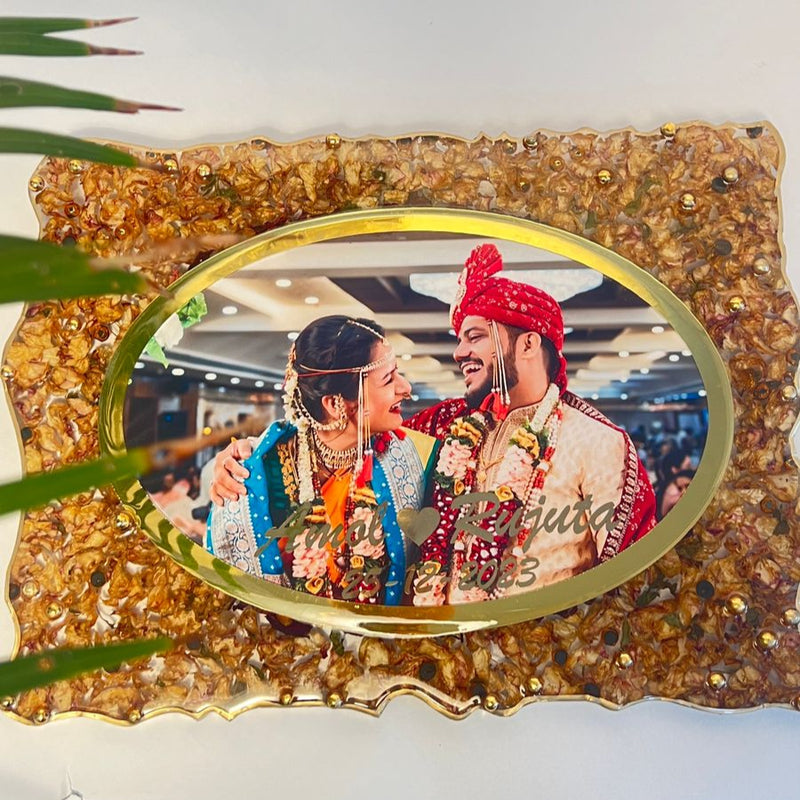 12 by 16 Inch Curve Shape Varmala Preservation Photo frame