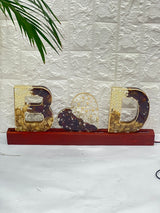 Epoxy Resin Letter Frame with Wedding Flowers | Teakwood LED Base Resin Frame